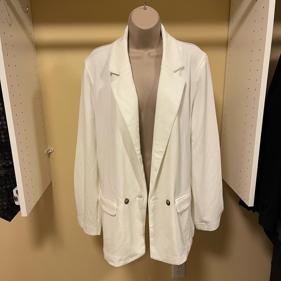 Lulus Career Girl Ivory Double Breasted Blazer White - Size XL - Picture 3 of 8